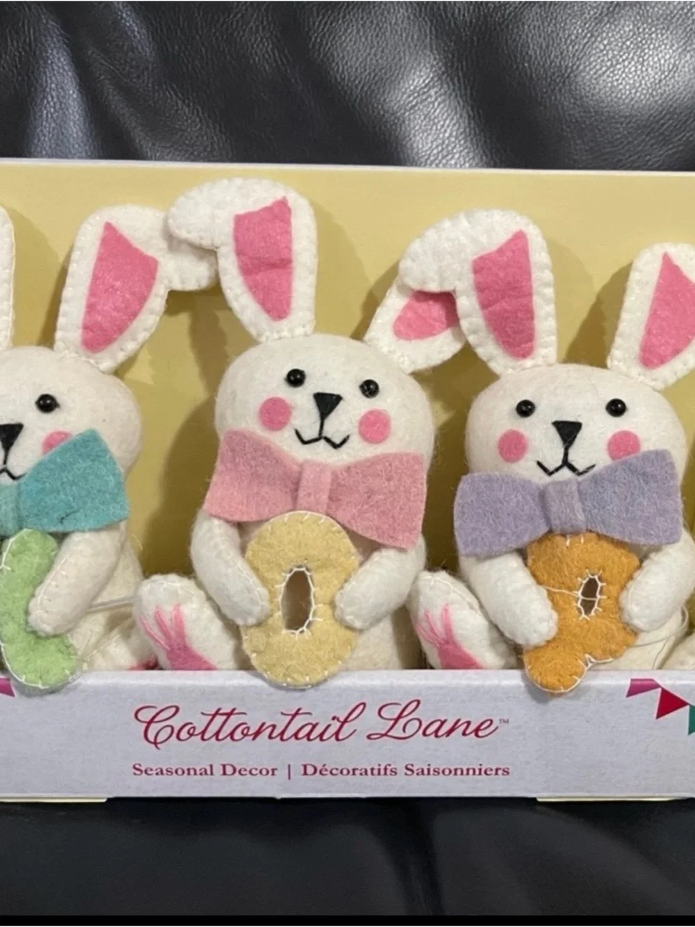 Easter Cottontail Lane Set Of 3 Wool Bunnies HOP - Easter Bunnies HOP
